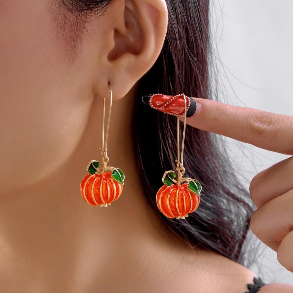 Fall Earrings Crystal Maple Leaf Earring for Women Orange Autumn Maple Leaves Th - Picture 3 of 7